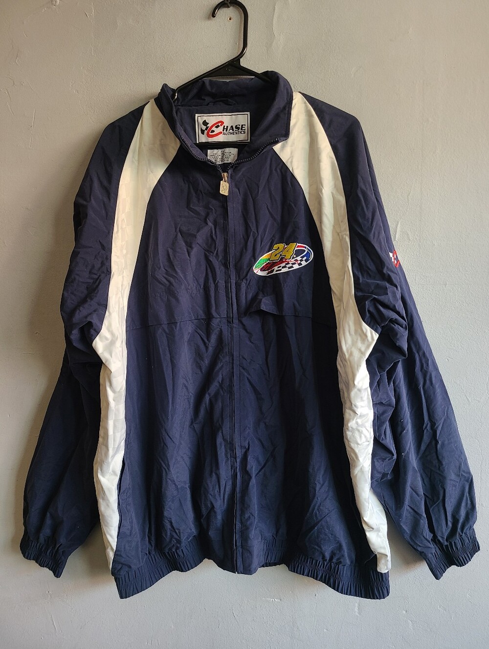 Men's XL vintage Nascar #24 Jeff Gordan nylon windbreaker full zip jacket blue